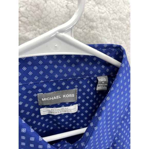 Michael Kors Shirt Men’s XL 17.5 34/35 Blue Dot Slim Fit‎ Button Up - Picture 2 of 6